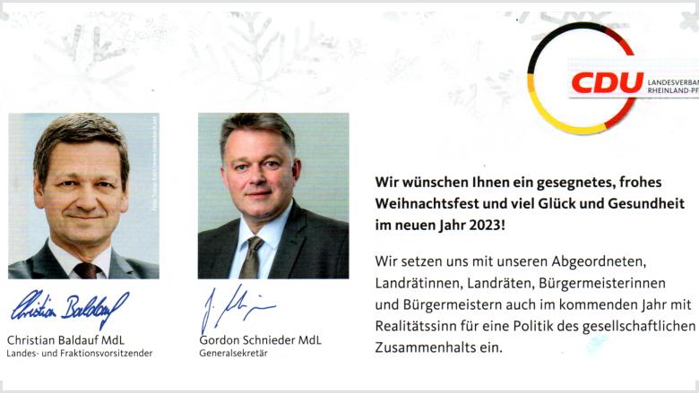 Weihnachtsgrüße und Neujahrswünsche