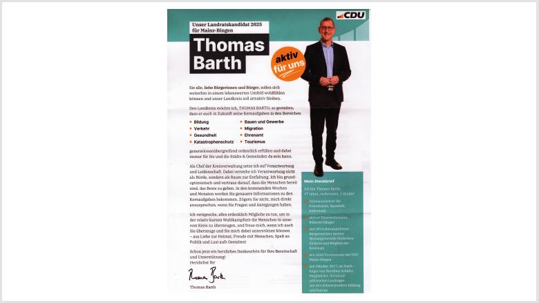 Kandidar für die Landratswahl Thomas Barth